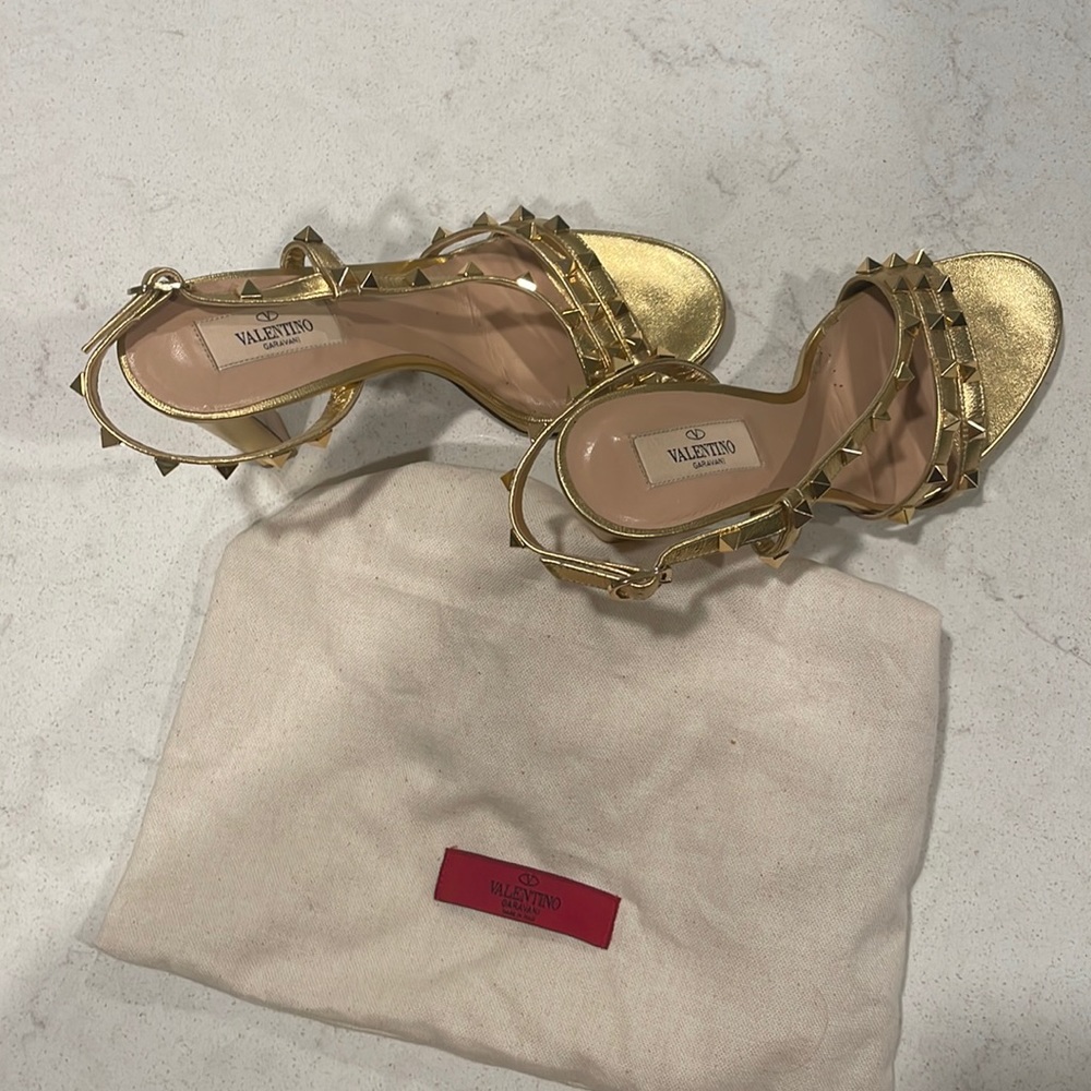 Valentino gold studded heels